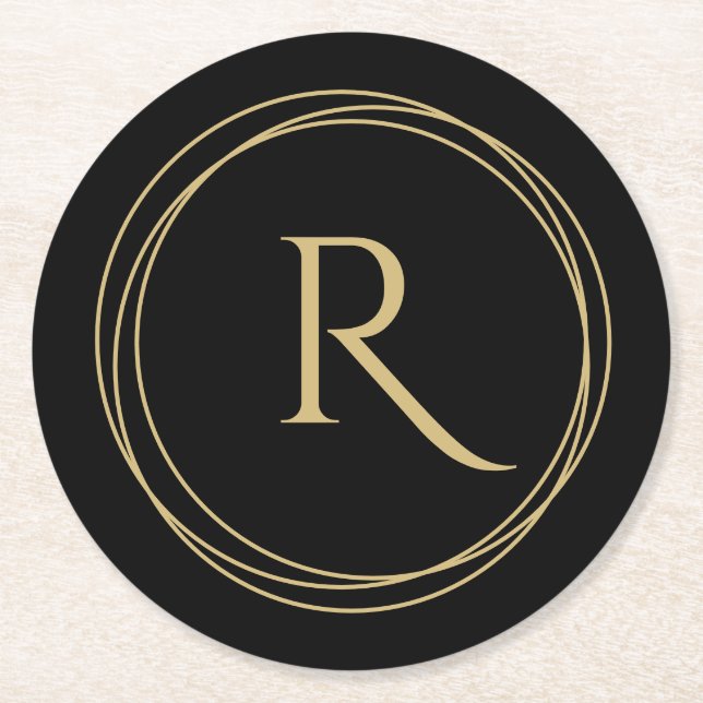 Dessous-de-verre Rond En Papier Monogramme initial en cercles (Devant)