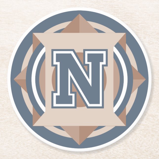 Dessous-de-verre Rond En Papier Monogramme initial personnalisé "N" (Devant)