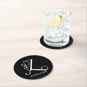 Dessous-de-verre Rond En Papier Monogramme initial Z élégant, Nom modifiable