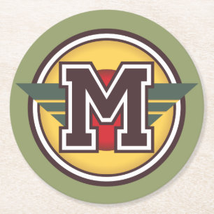 Dessous-de-verre Rond En Papier Monogramme "M" initial