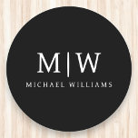 Dessous-de-verre Rond En Papier Monogramme moderne minimaliste noir et blanc<br><div class="desc">Découvrez notre collection minimaliste moderne de monogrammes noirs et blancs : Faites preuve de simplicité et de sophistication grâce à nos designs minimalistes, conçus pour élever votre style sans effort. Réalisée avec un oeil attentif pour l'esthétique moderne, cette collection présente des motifs noirs et blancs épurés accentués par des monogrammes...</div>