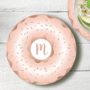 Dessous-de-verre Rond En Papier Monogramme rose gold rose en relief écriture scrip