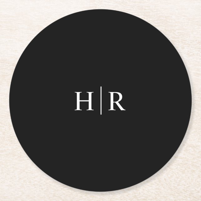 Dessous-de-verre Rond En Papier Monogramme Simple Élégant (Devant)