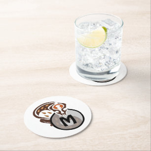 Dessous-de-verre Rond En Papier Monogramme tribal malaisien de chat Gecko