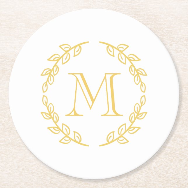 Dessous-de-verre Rond En Papier Monogramme vintage (Devant)