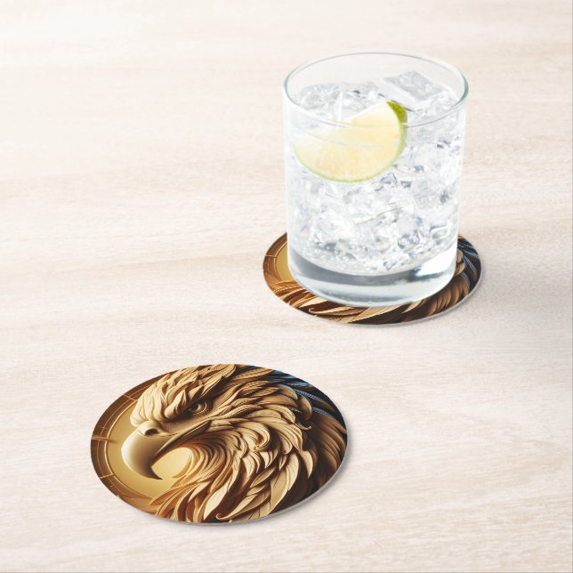 Dessous-de-verre Rond En Papier Montre Majestueux Aigle (En situation)