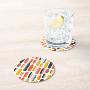 Dessous-de-verre Rond En Papier Motif abstrait géométrique rétro du milieu du sièc