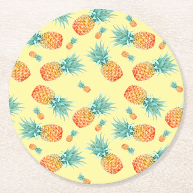 Dessous-de-verre Rond En Papier Motif ananas (Devant)