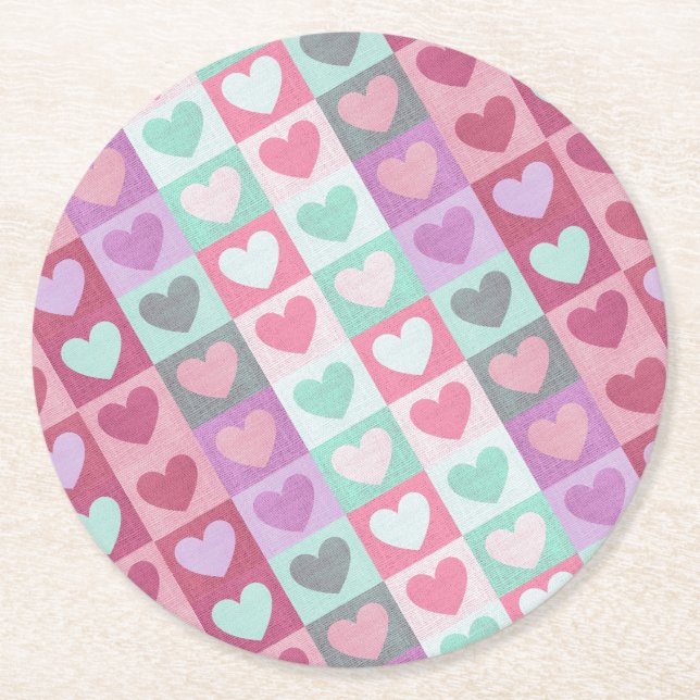 Dessous-de-verre Rond En Papier Motif Aqua/Pink ID629 (Devant)