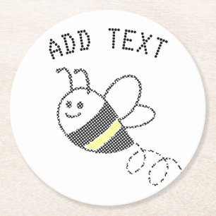 Dessous-de-verre Rond En Papier Motif croisé Imprimer Baby shower d'abeille mignon