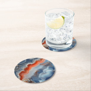 Dessous-de-verre Rond En Papier Motif d'âge bleu