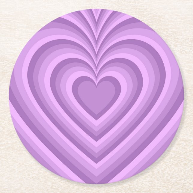 Dessous-de-verre Rond En Papier Motif d'amour du coeur hypnotique violet (Devant)