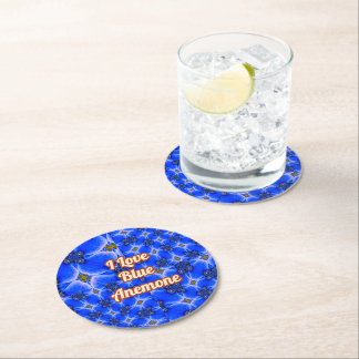 Dessous-de-verre Rond En Papier Motif d'anémone du Jardin bleu