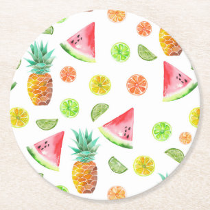 Dessous-de-verre Rond En Papier Motif de fruit glacé d'aquarelle
