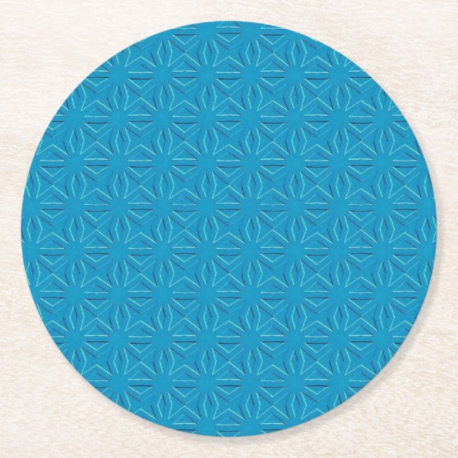 Dessous-de-verre Rond En Papier Motif de texture bleu azur (Devant)
