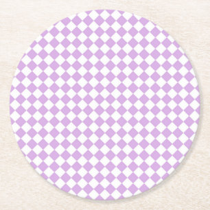 Dessous-de-verre Rond En Papier Motif de vérification violet et blanc