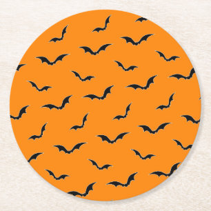 Dessous-de-verre Rond En Papier Motif de vol pour chauves-souris orange et noire d