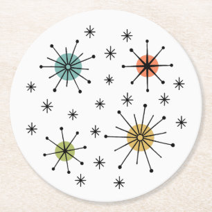 Dessous-de-verre Rond En Papier Motif étoile atomique du milieu du XXe siècle