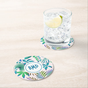 Dessous-de-verre Rond En Papier Motif feuille tropical