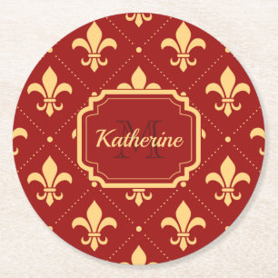 Dessous-de-verre Rond En Papier motif Fleur-De-lis