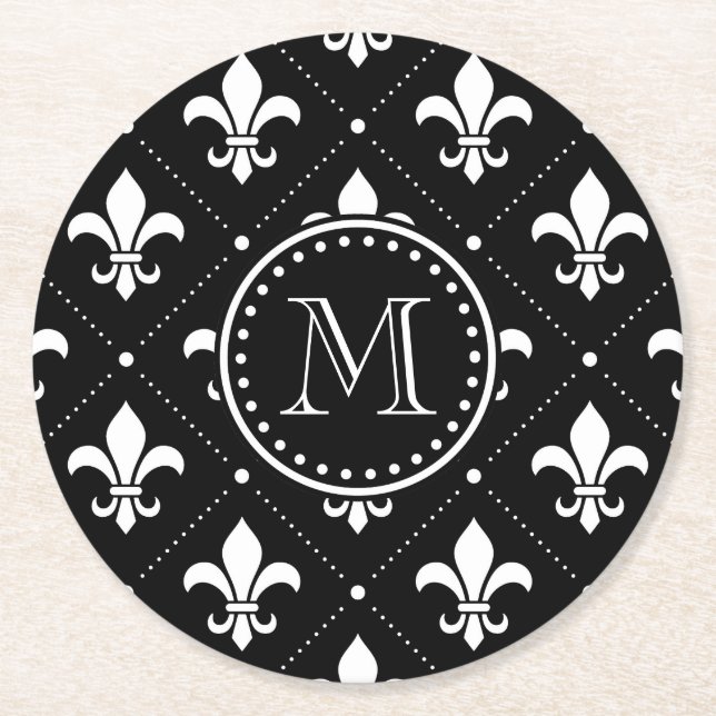 Dessous-de-verre Rond En Papier Motif Fleur De Lis (Devant)