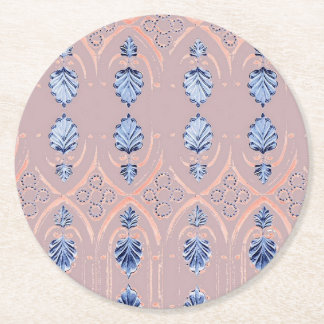 Dessous-de-verre Rond En Papier Motif floral bleu