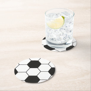 Dessous-de-verre Rond En Papier Motif géométrique de ballon de football noir et bl