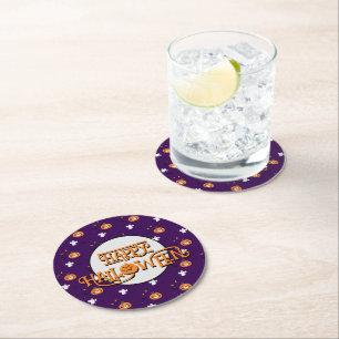 Dessous-de-verre Rond En Papier Motif Halloween et message