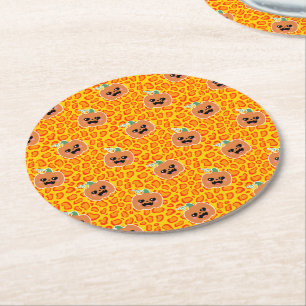 Dessous-de-verre Rond En Papier Motif Halloween impression léopard