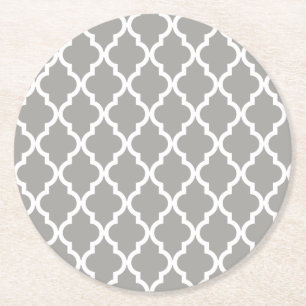 Dessous-de-verre Rond En Papier Motif marocain : Gris