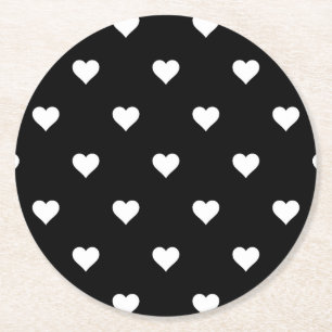 Dessous-de-verre Rond En Papier Motif minimaliste noir et blanc