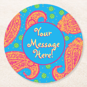 Dessous-de-verre Rond En Papier Motif Paisley Coloré