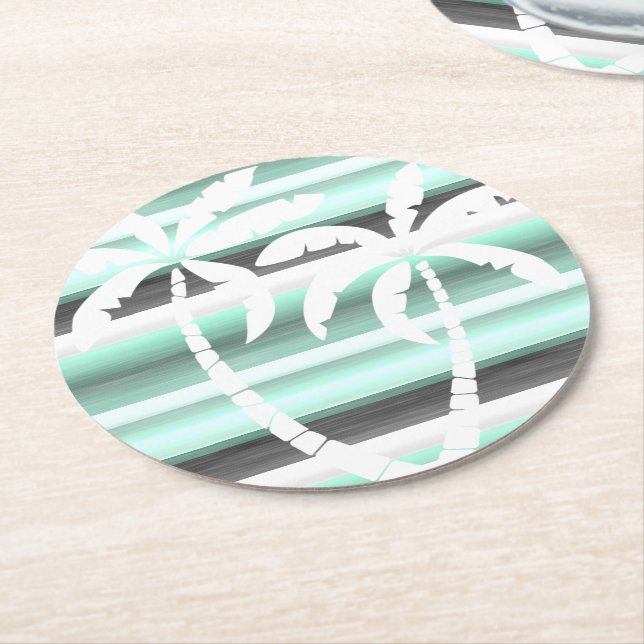 Dessous-de-verre Rond En Papier Motif Pastel Mint Green Grey (Incliné)