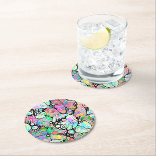 Dessous-de-verre Rond En Papier Motif Peint À La Main Et Numériquement Art 31