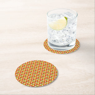 Dessous-de-verre Rond En Papier Motif Rétro Vintage Smiley No. 02