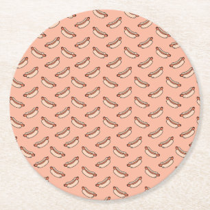 Dessous-de-verre Rond En Papier Motif sans couture de hot-dog rétro