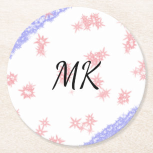 Dessous-de-verre Rond En Papier Motif simple pailleté coloré avec monogramme