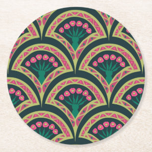 Dessous-de-verre Rond En Papier motif vert en forme de coquille
