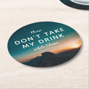 Dessous-de-verre Rond En Papier Mountain Starry Night Sky Sunset Mariage Danser