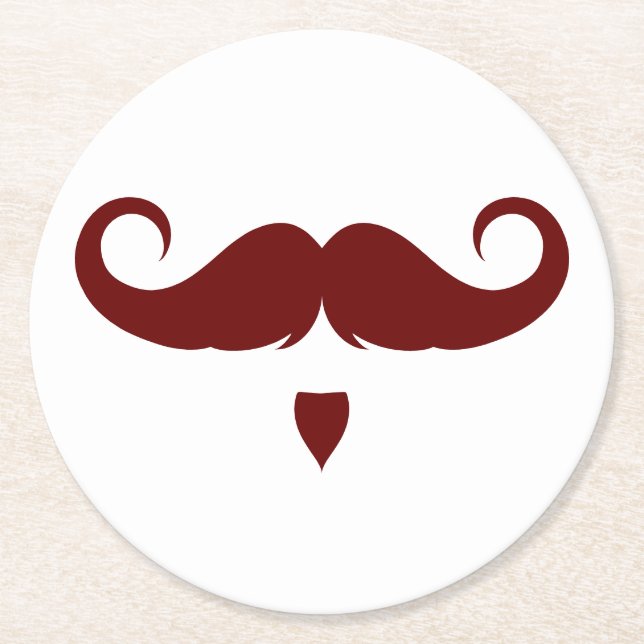 Dessous-de-verre Rond En Papier Moustache guidon personnalisable (Devant)