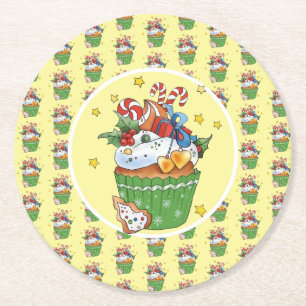 Dessous-de-verre Rond En Papier Muffin de Noël