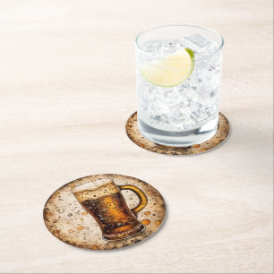 Dessous-de-verre Rond En Papier Mug de bière mousseuse