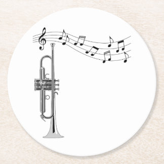 Dessous-de-verre Rond En Papier Musique de trompette avec notes musicales