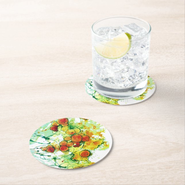 Dessous-de-verre Rond En Papier Myrtidae (En situation)