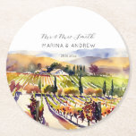 Dessous-de-verre Rond En Papier Napa Valley vignoble mariage faveurs de la vaissel<br><div class="desc">Napa Valley vigneron aquarelle mariage favorise la vaisselle personnalisée dessous de verre en papier customisé</div>