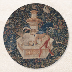 Dessous-de-verre Rond En Papier Narcisse au Puits, Tapisserie Médiévale