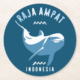 Dessous-de-verre Rond En Papier Natation avec les dauphins à Raja Ampat