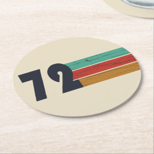 Dessous-de-verre Rond En Papier né en 1972 cadeau d'anniversaire vintage