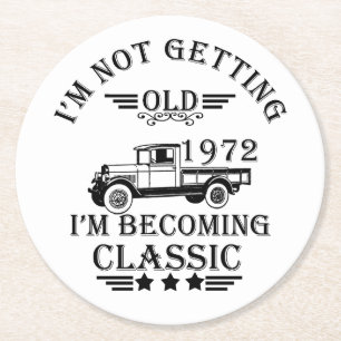 Dessous-de-verre Rond En Papier né en 1972 vintage anniversaire homme cadeau