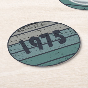 Dessous-de-verre Rond En Papier né en 1975 fête vintage du 50e anniversaire